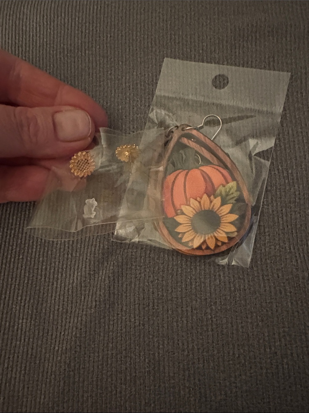 Sunflower Pumpkin Drop Earrings - Orange and Yellow Floral Design-TWO PAIR SET!